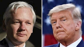 טראמפ ויקיליקס, צילום: דונלד טראמפ וגוליאן אסאנג